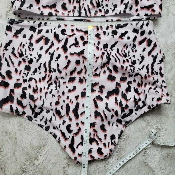 Grace Karin Pink Cheetah Leopard High Rise One Shoulder Bikini Swimsuit NWT Sz M - Picture 11 of 13